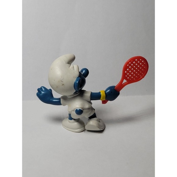 Vintage 1978 Peyo Schleich Smurfs PVC Tennis Smurf - Picture 2 of 3